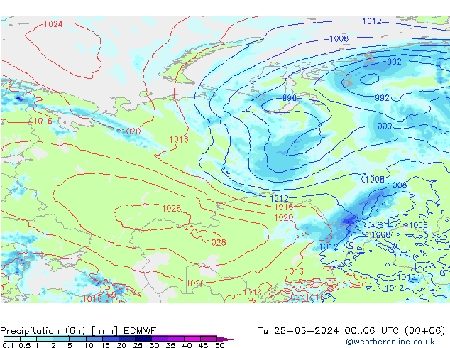 Z500/Rain (+SLP)/Z850 ECMWF  28.05.2024 06 UTC