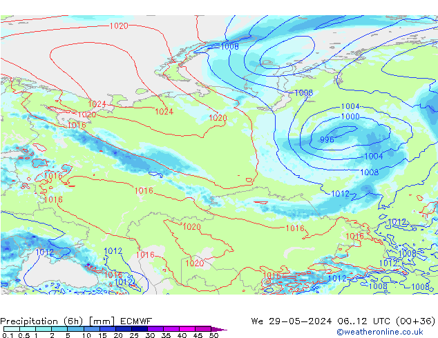 Z500/Rain (+SLP)/Z850 ECMWF mié 29.05.2024 12 UTC