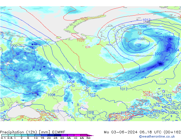 Nied. akkumuliert (12Std) ECMWF Mo 03.06.2024 18 UTC