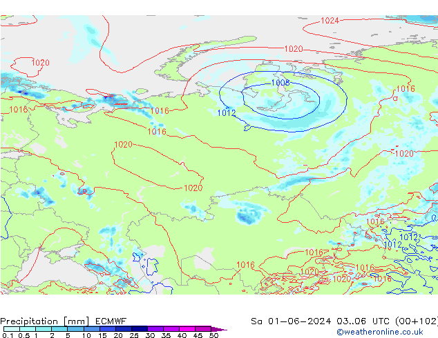 Precipitation ECMWF Sa 01.06.2024 06 UTC