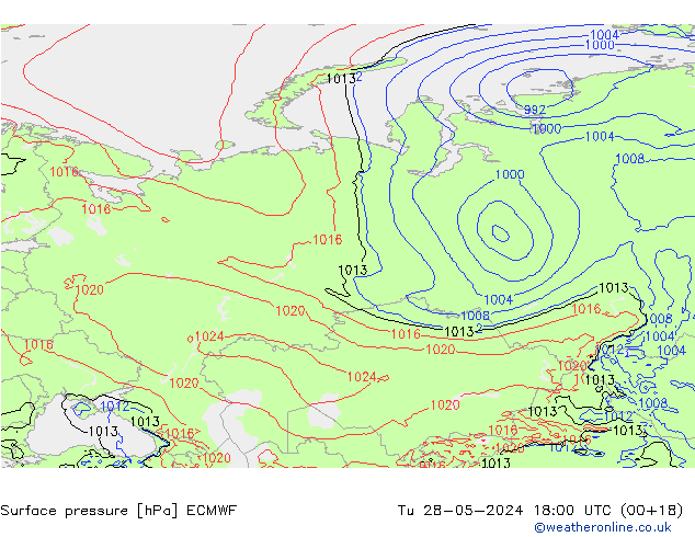 pressão do solo ECMWF Ter 28.05.2024 18 UTC