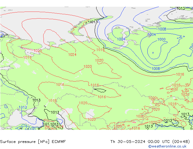 ciśnienie ECMWF czw. 30.05.2024 00 UTC