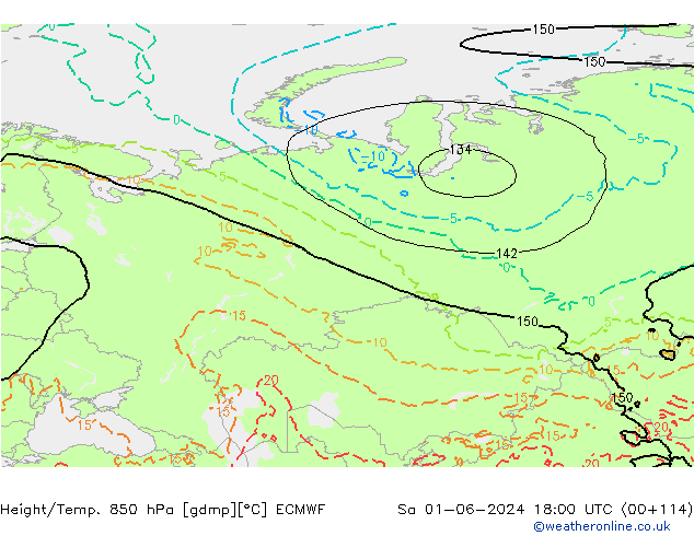 Height/Temp. 850 hPa ECMWF Sa 01.06.2024 18 UTC