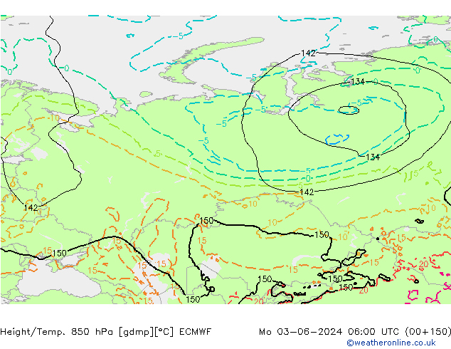 Z500/Rain (+SLP)/Z850 ECMWF lun 03.06.2024 06 UTC