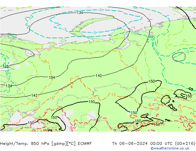 Height/Temp. 850 гПа ECMWF чт 06.06.2024 00 UTC