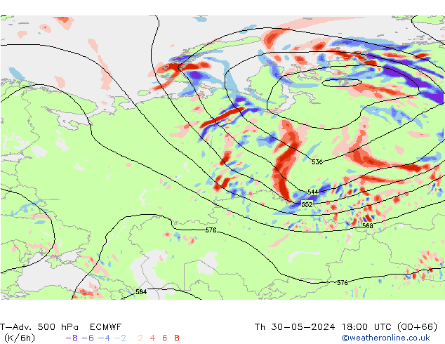 T-Adv. 500 hPa ECMWF Čt 30.05.2024 18 UTC