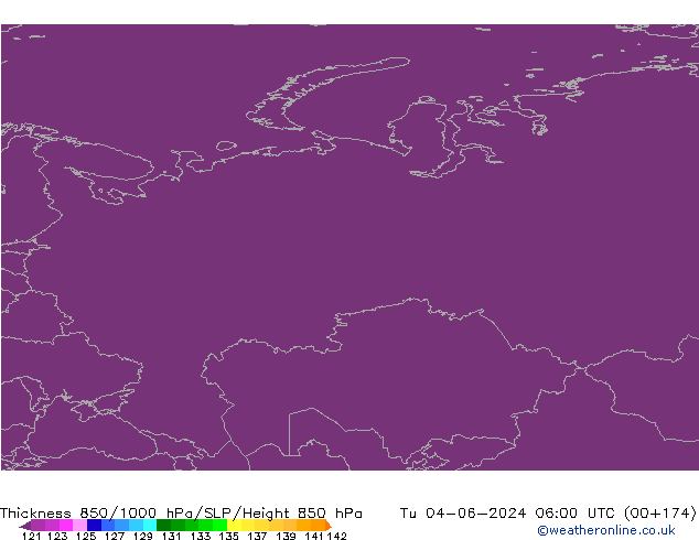 Dikte 850-1000 hPa ECMWF di 04.06.2024 06 UTC