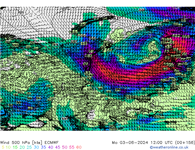 Wind 500 hPa ECMWF Mo 03.06.2024 12 UTC