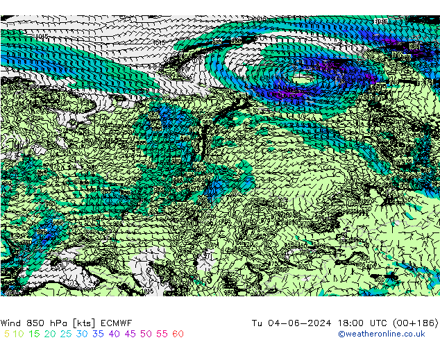 Rüzgar 850 hPa ECMWF Sa 04.06.2024 18 UTC