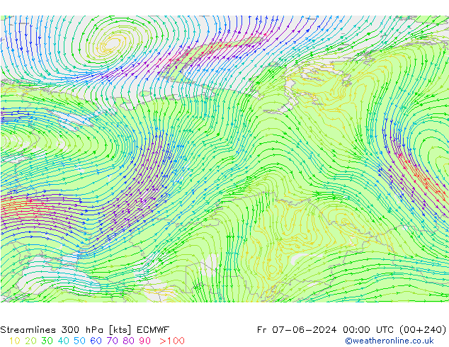 Rüzgar 300 hPa ECMWF Cu 07.06.2024 00 UTC