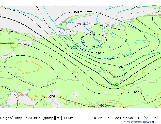 Z500/Rain (+SLP)/Z850 ECMWF  28.05.2024 06 UTC