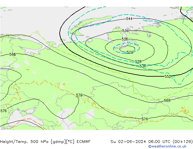 Z500/Rain (+SLP)/Z850 ECMWF Dom 02.06.2024 06 UTC