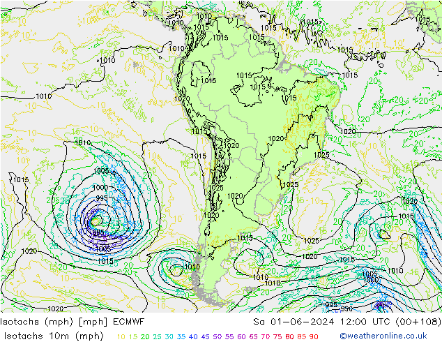 Isotachs (mph) ECMWF Sa 01.06.2024 12 UTC