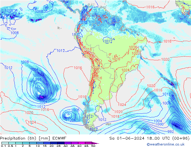 Z500/Rain (+SLP)/Z850 ECMWF Sáb 01.06.2024 00 UTC