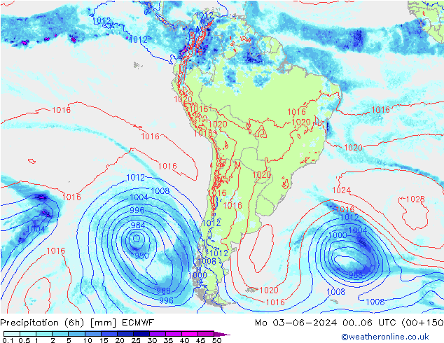 Z500/Rain (+SLP)/Z850 ECMWF Mo 03.06.2024 06 UTC