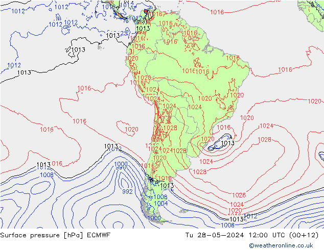 Atmosférický tlak ECMWF Út 28.05.2024 12 UTC