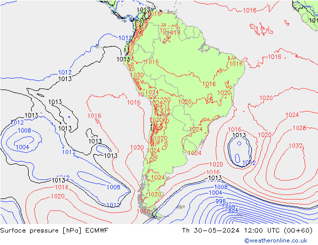 Yer basıncı ECMWF Per 30.05.2024 12 UTC