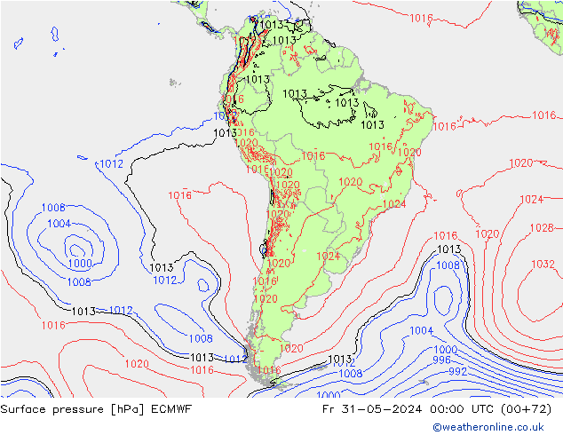 приземное давление ECMWF пт 31.05.2024 00 UTC