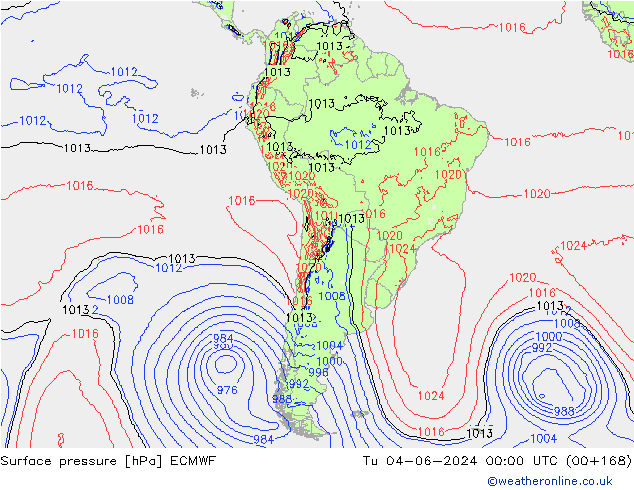 Pressione al suolo ECMWF mar 04.06.2024 00 UTC