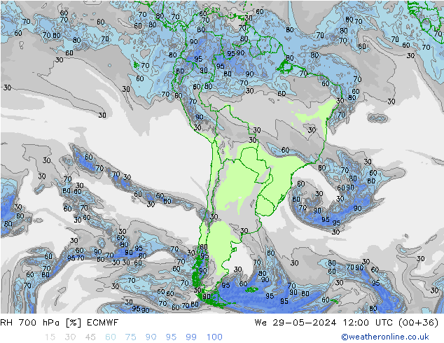 RH 700 hPa ECMWF St 29.05.2024 12 UTC