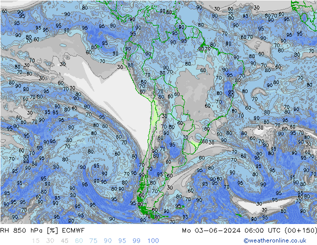 RH 850 hPa ECMWF Po 03.06.2024 06 UTC