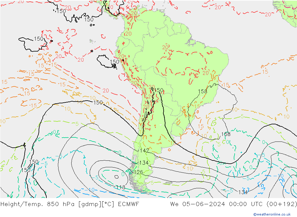 Z500/Rain (+SLP)/Z850 ECMWF We 05.06.2024 00 UTC