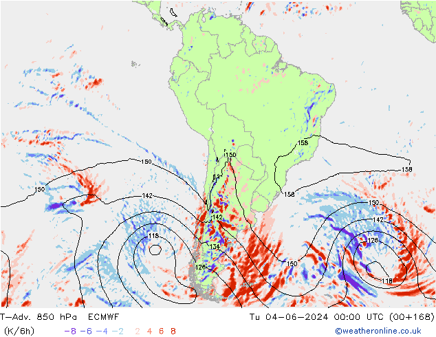 T-Adv. 850 hPa ECMWF mar 04.06.2024 00 UTC