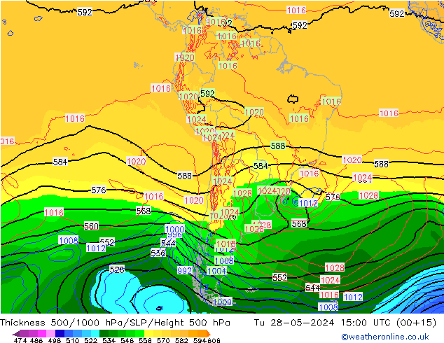 Thck 500-1000hPa ECMWF Tu 28.05.2024 15 UTC