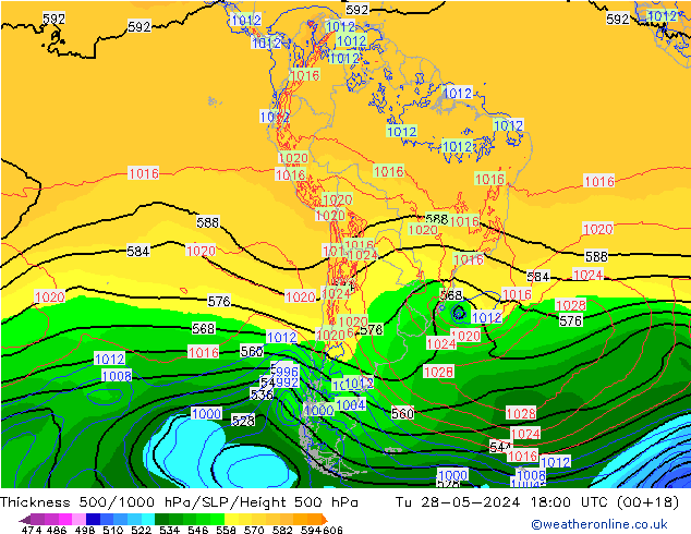 Schichtdicke 500-1000 hPa ECMWF Di 28.05.2024 18 UTC