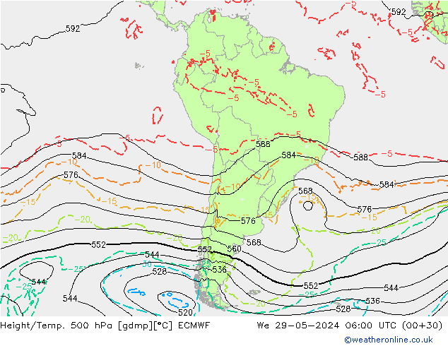 Height/Temp. 500 гПа ECMWF ср 29.05.2024 06 UTC