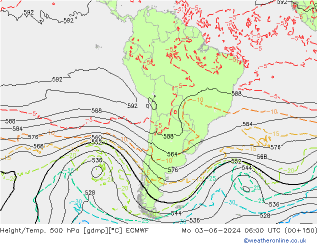 Z500/Rain (+SLP)/Z850 ECMWF Mo 03.06.2024 06 UTC