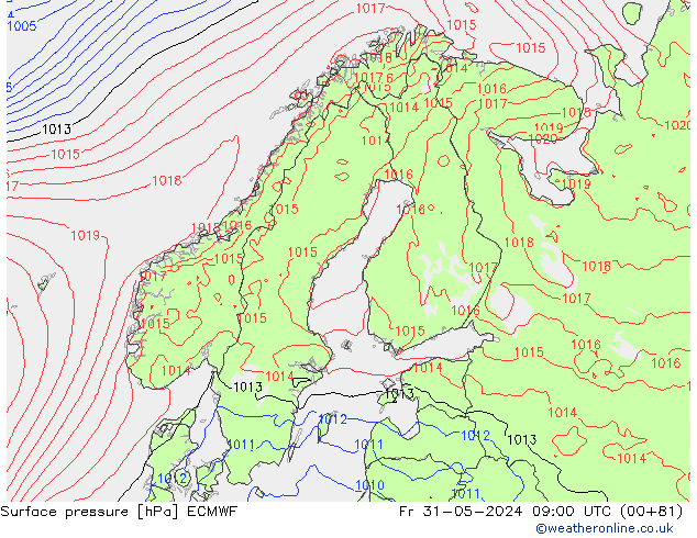 Yer basıncı ECMWF Cu 31.05.2024 09 UTC