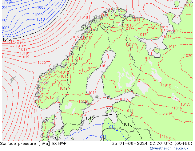 Bodendruck ECMWF Sa 01.06.2024 00 UTC