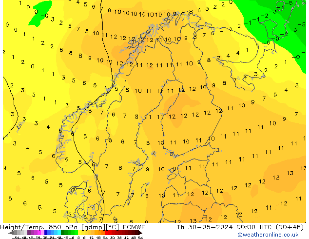 Z500/Rain (+SLP)/Z850 ECMWF Th 30.05.2024 00 UTC