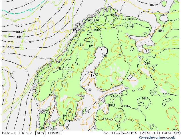 Theta-e 700hPa ECMWF Sa 01.06.2024 12 UTC