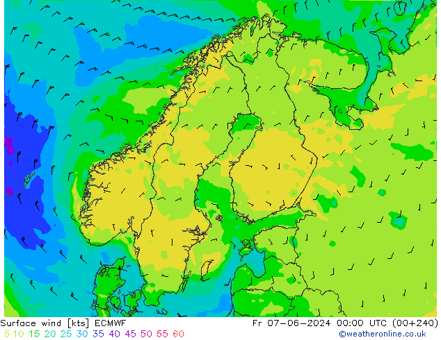 Surface wind ECMWF Fr 07.06.2024 00 UTC