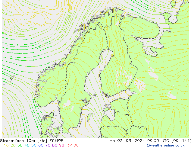 Streamlines 10m ECMWF Mo 03.06.2024 00 UTC