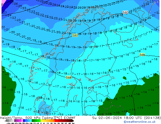 Z500/Rain (+SLP)/Z850 ECMWF dom 02.06.2024 18 UTC