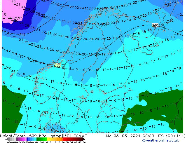 Z500/Rain (+SLP)/Z850 ECMWF lun 03.06.2024 00 UTC