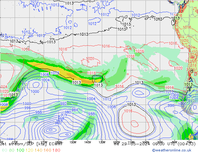 Corriente en chorro ECMWF mié 29.05.2024 09 UTC