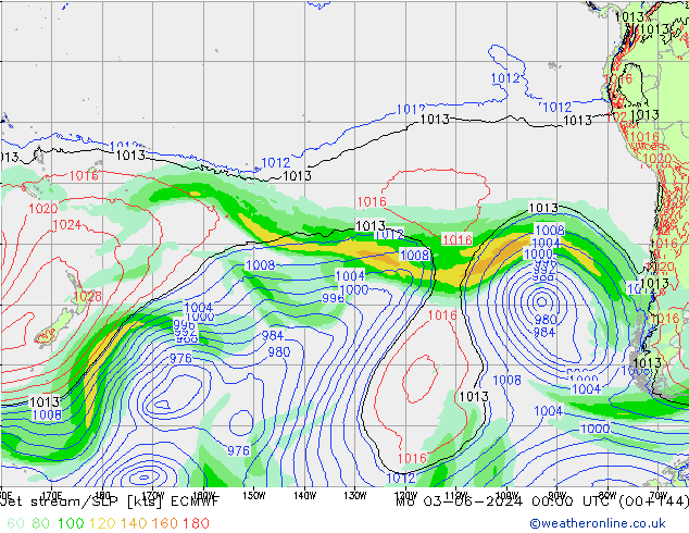 Corrente a getto ECMWF lun 03.06.2024 00 UTC