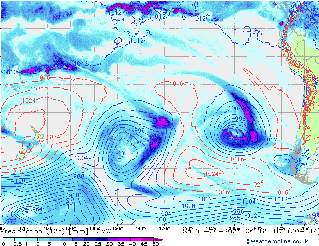 Précipitation (12h) ECMWF sam 01.06.2024 18 UTC