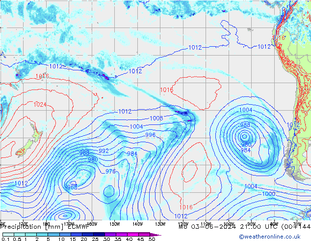 Srážky ECMWF Po 03.06.2024 00 UTC