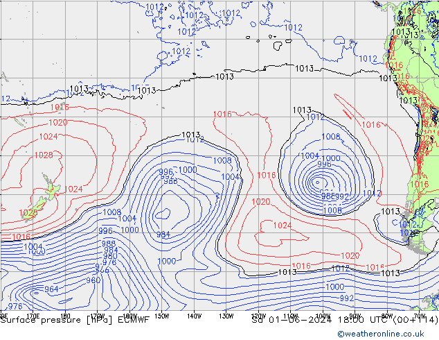 ciśnienie ECMWF so. 01.06.2024 18 UTC