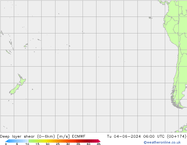 Deep layer shear (0-6km) ECMWF Ter 04.06.2024 06 UTC