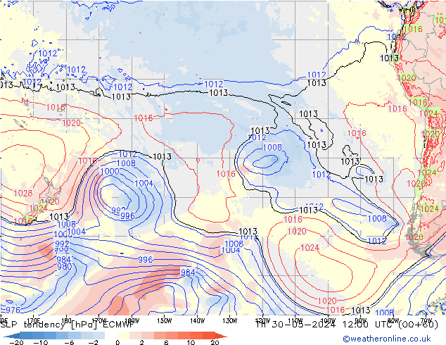 Tendenza di Pressione ECMWF gio 30.05.2024 12 UTC