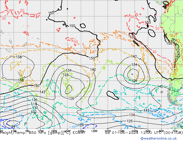 Height/Temp. 850 hPa ECMWF Sa 01.06.2024 12 UTC