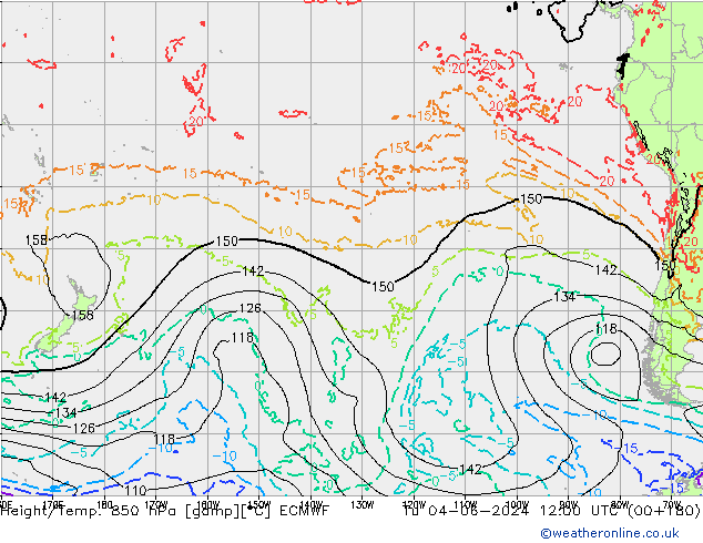 Geop./Temp. 850 hPa ECMWF mar 04.06.2024 12 UTC