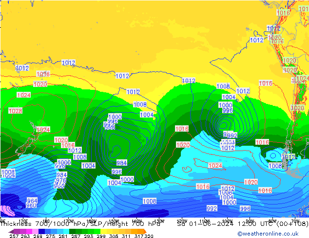 Thck 700-1000 hPa ECMWF So 01.06.2024 12 UTC