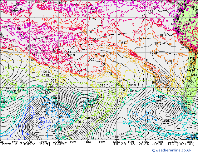 Theta-e 700гПа ECMWF вт 28.05.2024 00 UTC